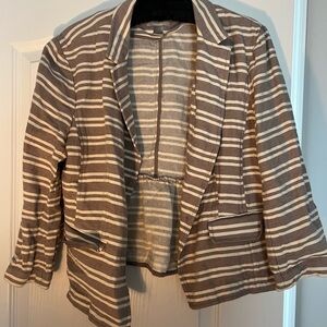 LOFT Taupe and Cream Striped Blazer